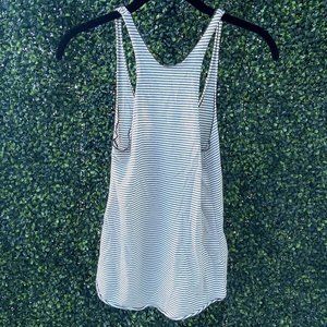 Women's Black & White Striped Racerback Tank Top